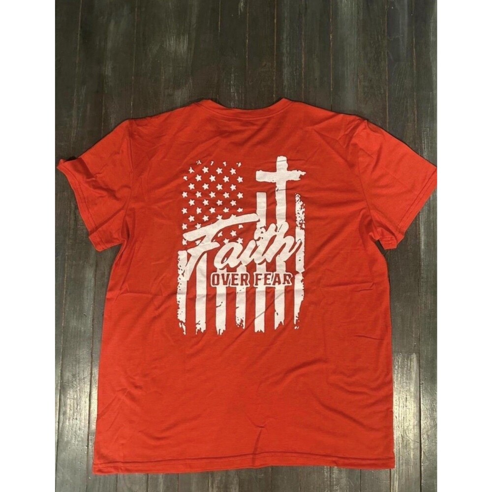 His And Hers Faith Over Fear Red T Shirt Size M&XL 2 Pack